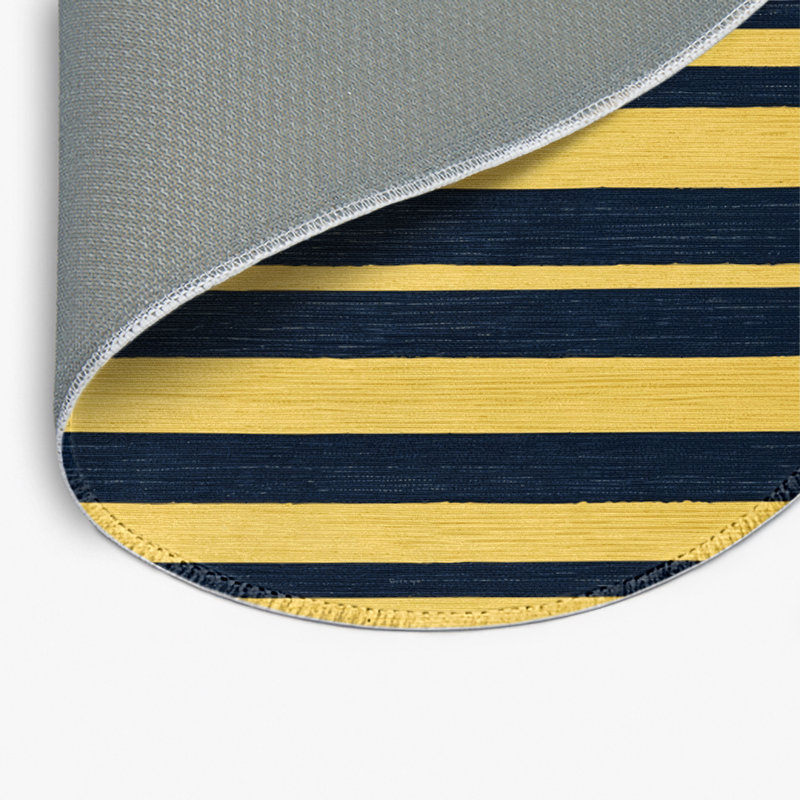 Tapis intérieur / extérieur jaune HorizontalStripes, Rond 5 pi