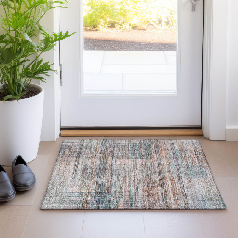 Chamblis Washable Striped Indoor / Outdoor Rug, Rectangle 1'8" x 2'6"