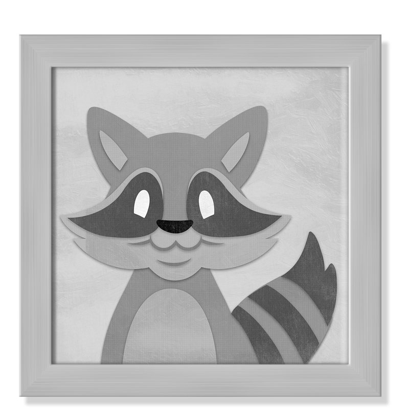 Impression sur papier Cheery Racoon, H 12 po x l 12 po x P 0,6 po, Encadré plat argent