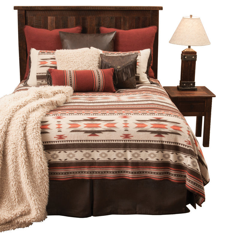 Wooded River Alamosa - Jupe de lit King Southwestern Bedding Desert Home Decor, Très grand lit