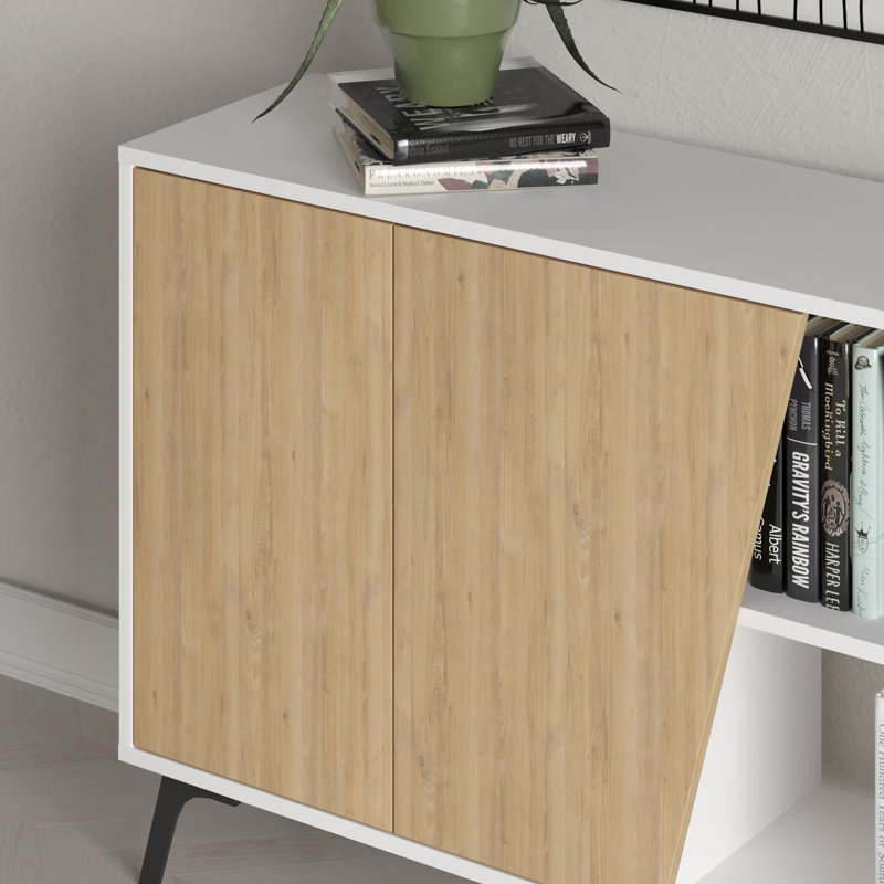 Fiona 180cm Wide Sideboard Console with Storage and Modern Design, White/Oak