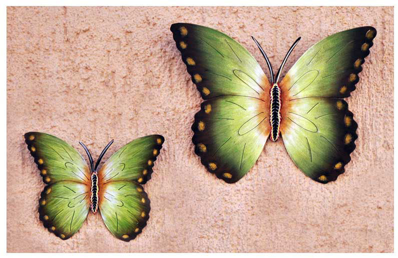 Ensemble de décoration murale en acier papillons 2 pièces