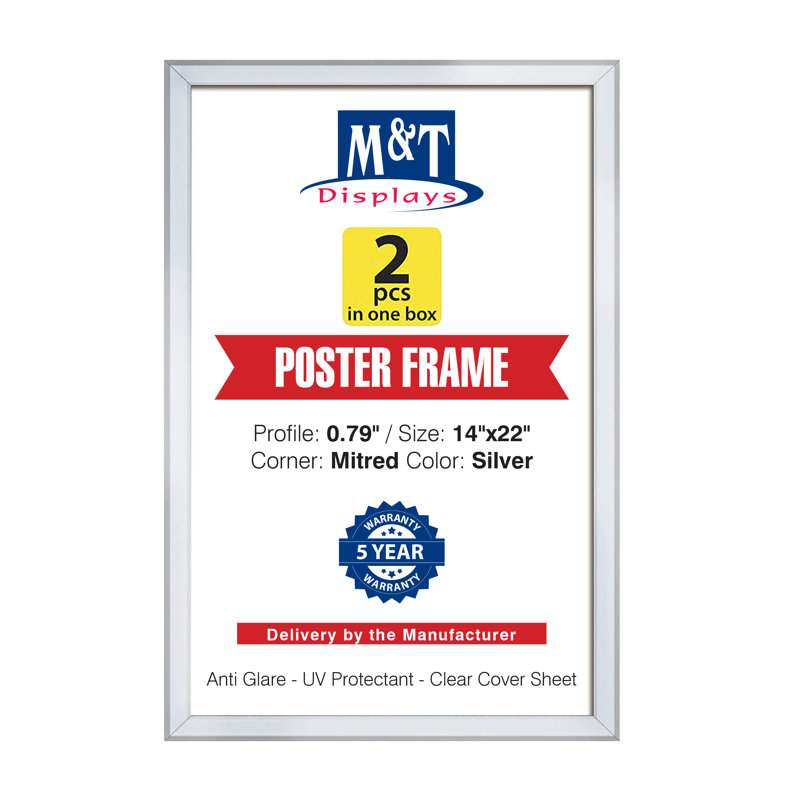 Ensemble de 2 cadres photo simples en métal 2 pièces, 14 po x 22 po, Argent
