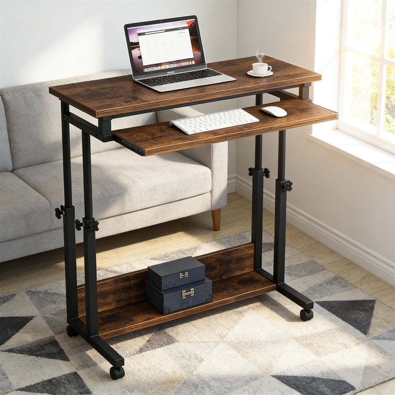 Bureau debout réglable en hauteur avec roulettes lisses, idéal pour le confort ergonomique et les petits espaces