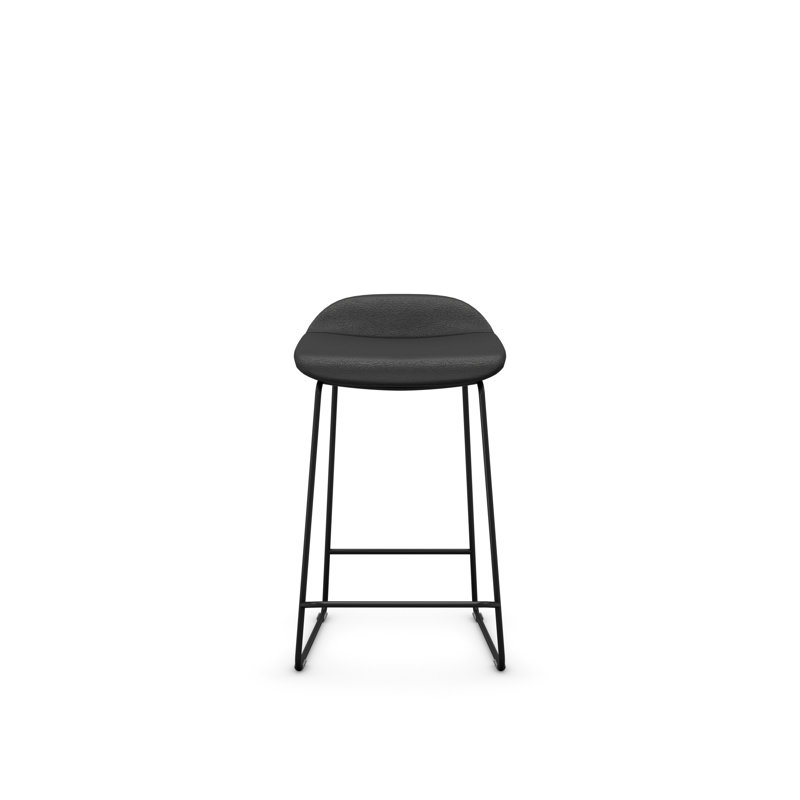 Tabouret Lilly , Noir, Vinyle noir, Tabouret de comptoir (siège d'une hauteur de 24 p