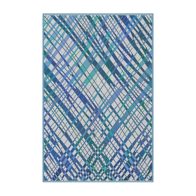 Tapis bleu tissé à la machine, Rectangle 2 pi x 4 pi