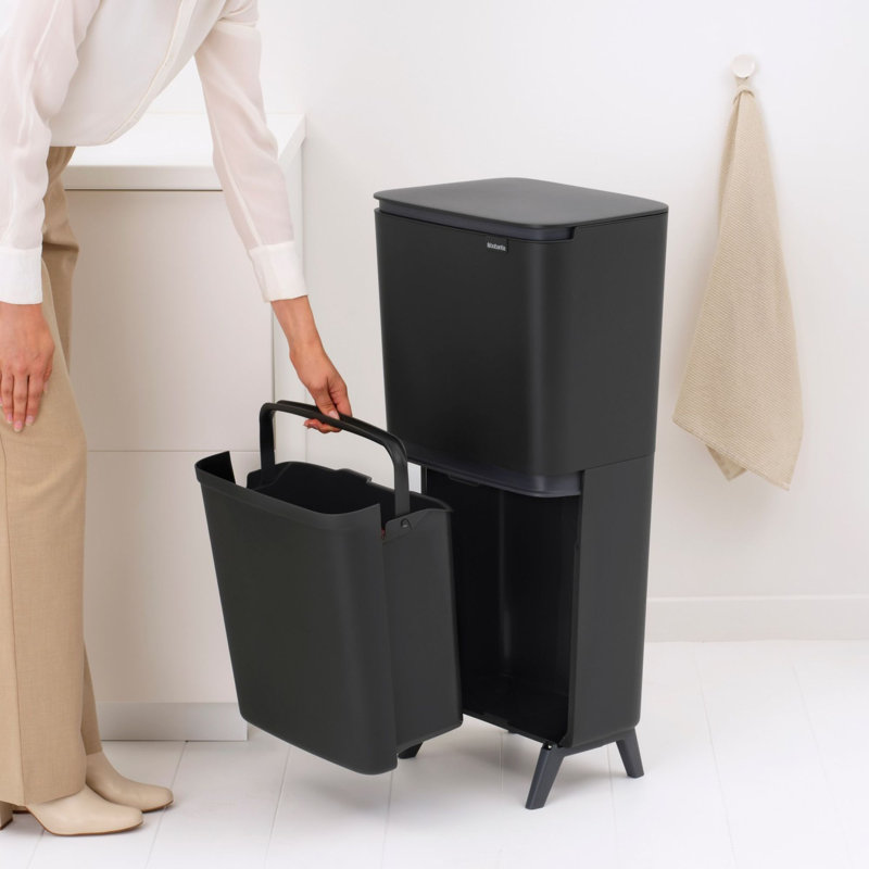 Poubelle et poubelle de recyclage Sortia de Brabantia, 5,3 + 6,6 gallons (20 L + 25 L), Dark Gray