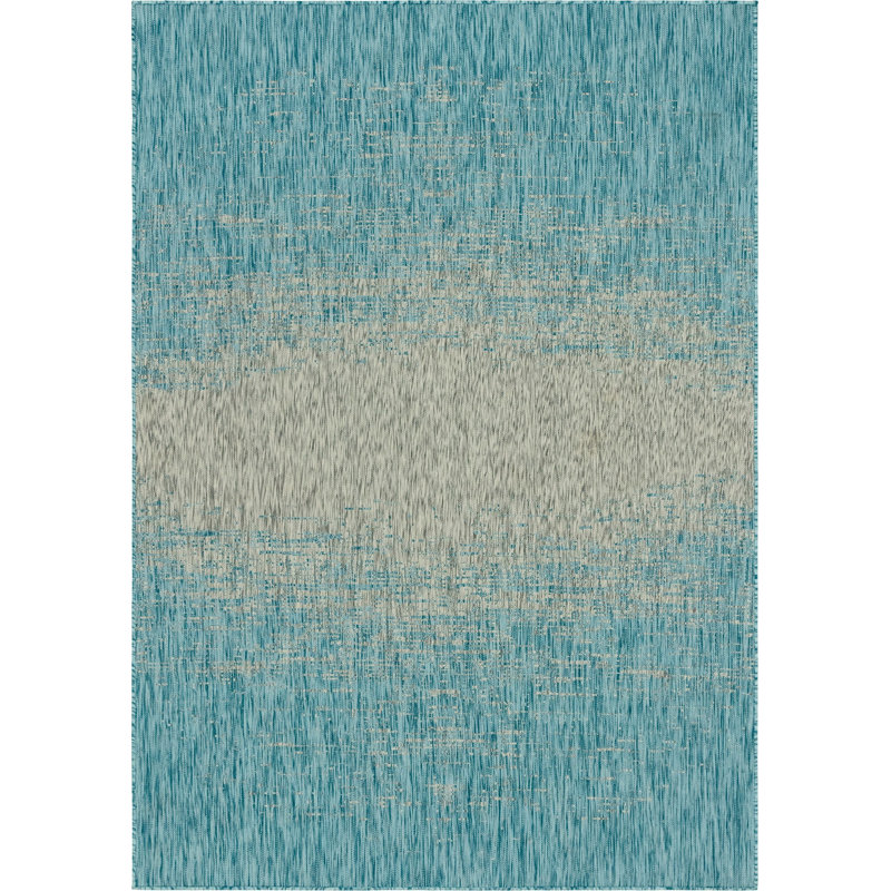 Tapis d'extérieur Iris couleur océan, Rectangle 7 pi x 10 pi