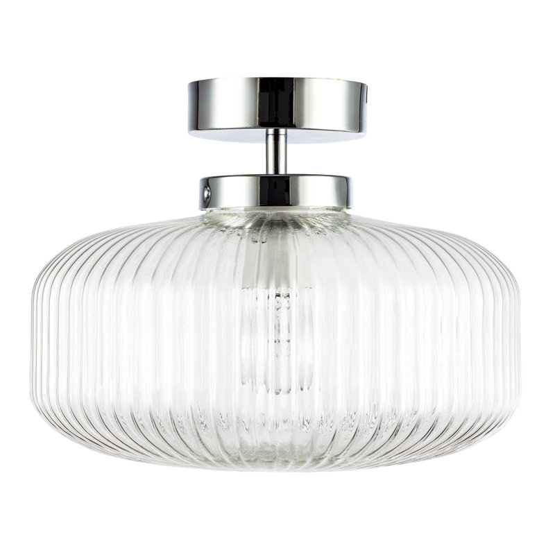 Glass Semi Flush Mount, Chrome