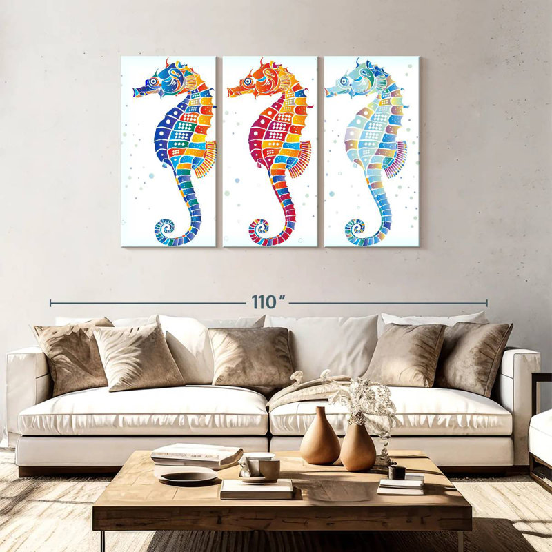 Trio d'hippocampes, H 48 po x l 74 po