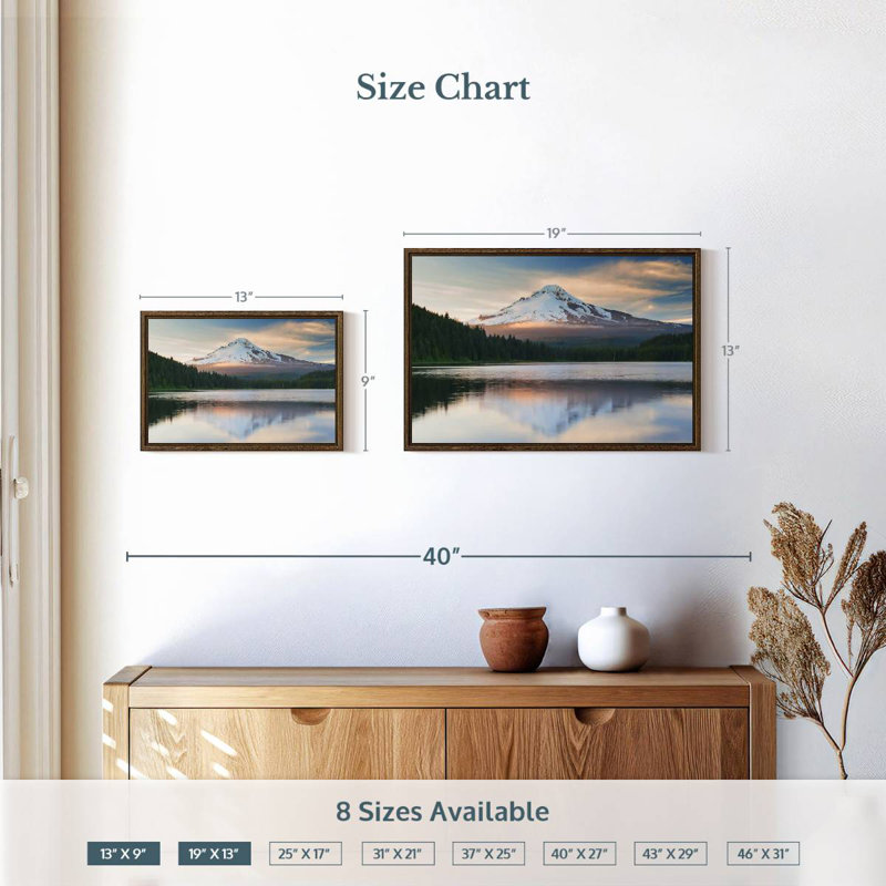 Mount Hood Panorama, 19" X 13", Floating Frame Walnut