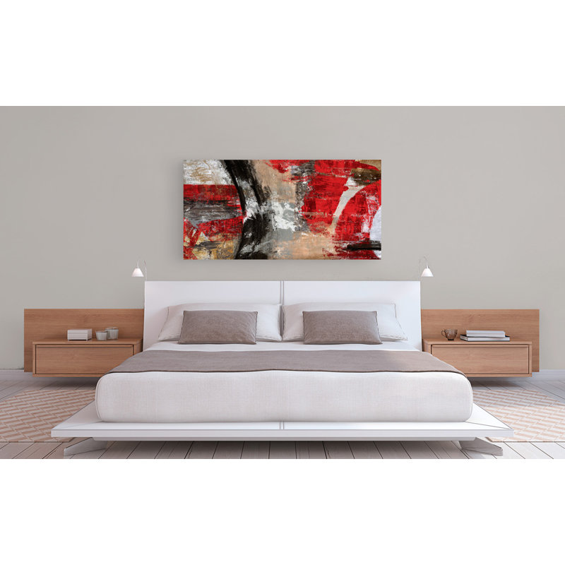 Red Tornado Abstract by Jim Stone - No Frame Print on Canvas, 35cm H x 70cm W x 4cm D