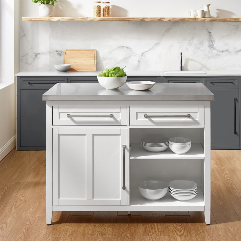 Îlot de cuisine en acier inoxydable Karpenko, Blanc