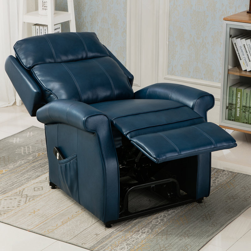 Fauteuil relevable Landis, Similicuir bleu marine