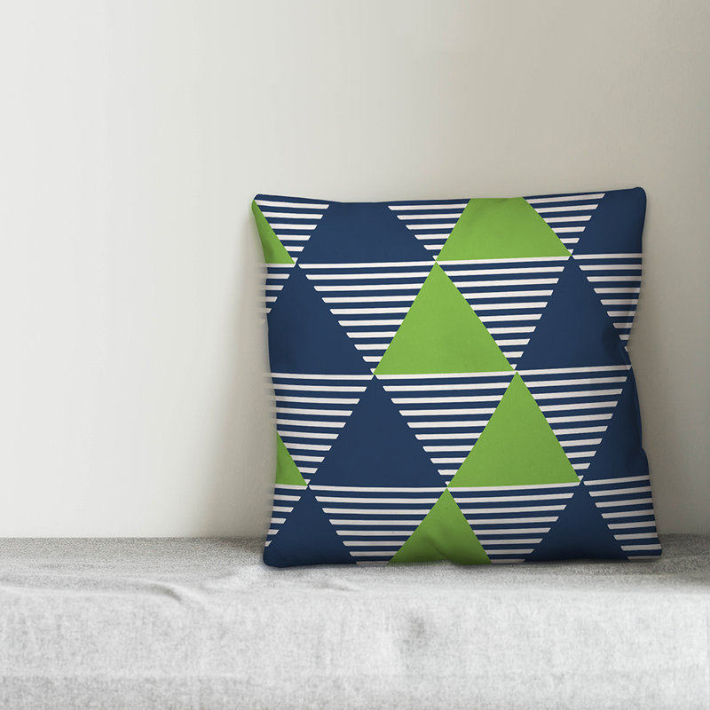  Coussin décoratif intérieur / extérieur Geo Stripe, Polyester / Bourre en polyester, 16 po x 1 po