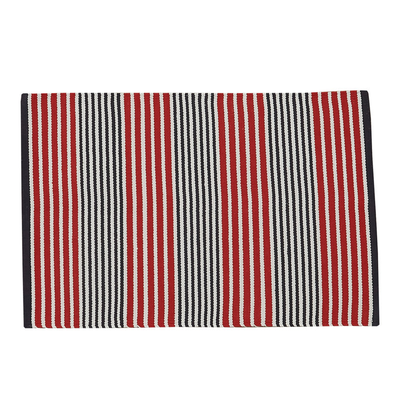 Tapis rayé Hudson Ebern Designs - bleu, Rectangle 2 pi x 3 pi