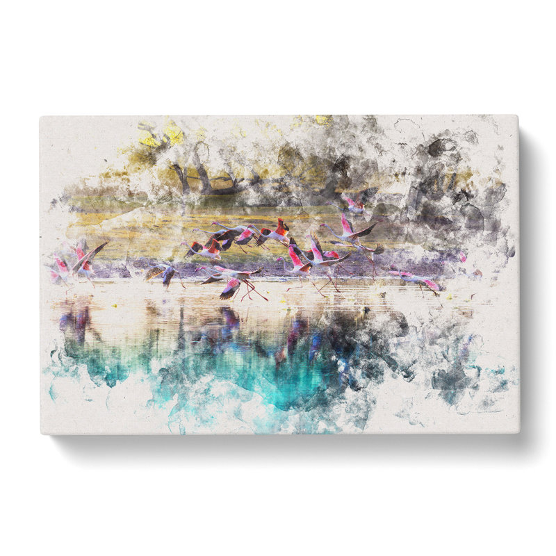 Flamingos Taking Flight - Wrapped Canvas, 50cm H x 76cm W x 3cm D