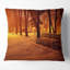 Bancs recouverts de neige en soirée - Coussin imprimé paysage-700299532-700299528