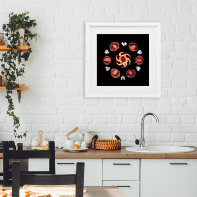Seashells & Tulips Symmetry Framed Print Under Glass, design by Beth Adoette