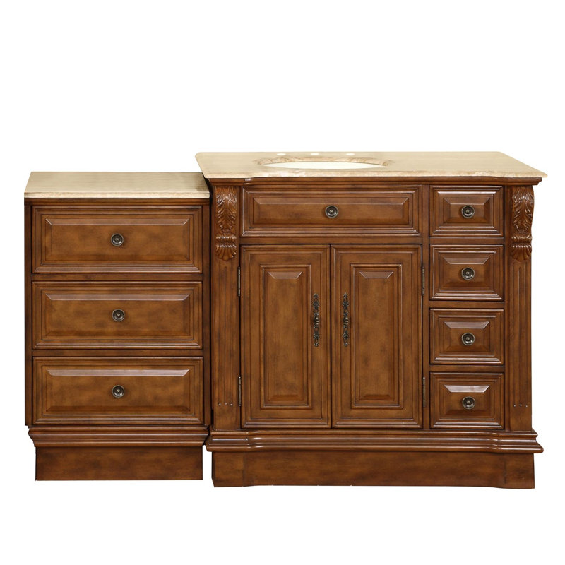 Ensemble de meuble-lavabo simple 58 po Tevis, Lavabo à gauche