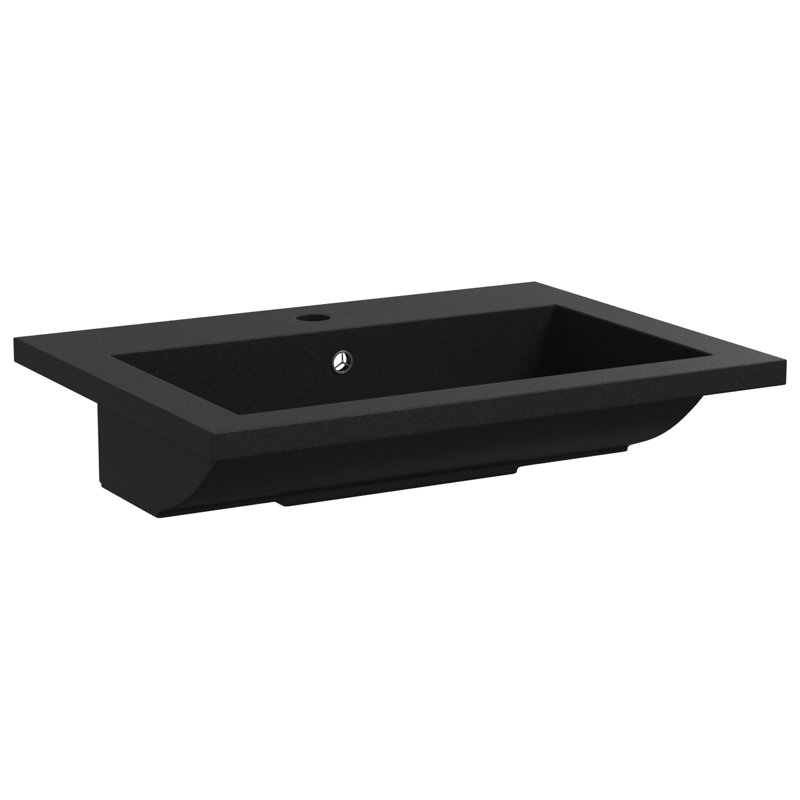 Belfry Bathroom Makiver 600mm L x 450mm W Resin Rectangular Sink with Overflow, Black