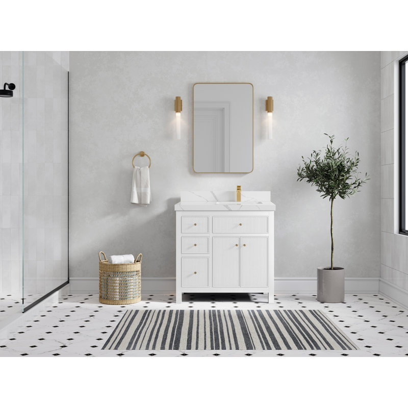Ensemble de meuble-lavabo simple 36 po Sonoma, Quartz Calacatta Laza