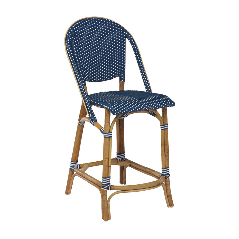 Tabouret Popplestone, Bleu marine à pois blancs, Tabouret de comptoir (siège d'une hauteur de 26,3