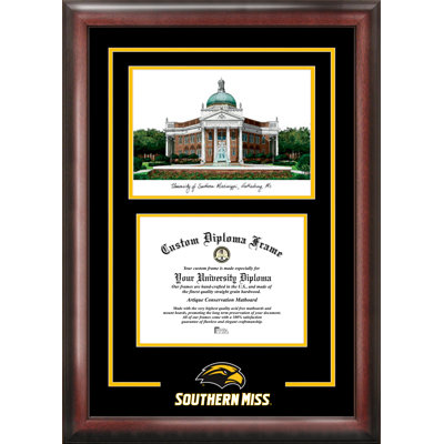 NCAA Southern Mississippi Golden Eagles Spirit Graduate Diploma with Campus Images Lithograph Frame
