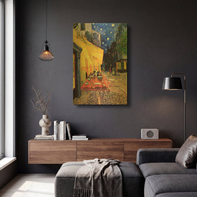 «Café Terrace at Night» par Vincent Van Gogh, art mural en métal doré, 12 po x 16 po