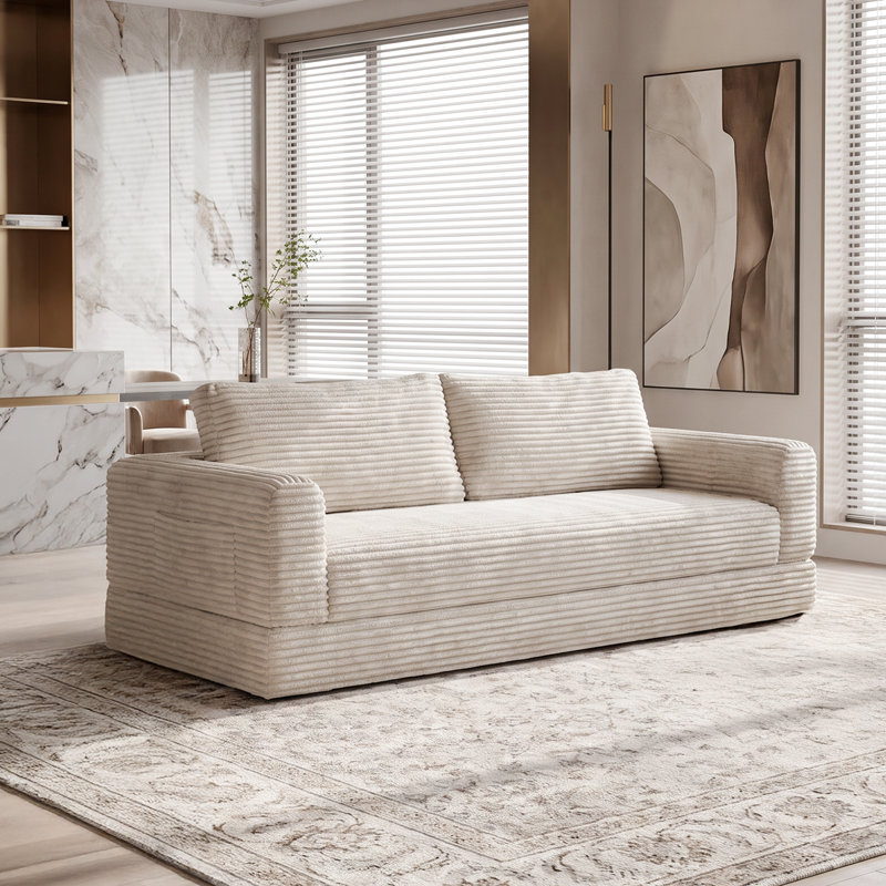 Canapé-lit futon-lit convertible de 76 po, canapé-lit pliable infonuagique sans os, Beige
