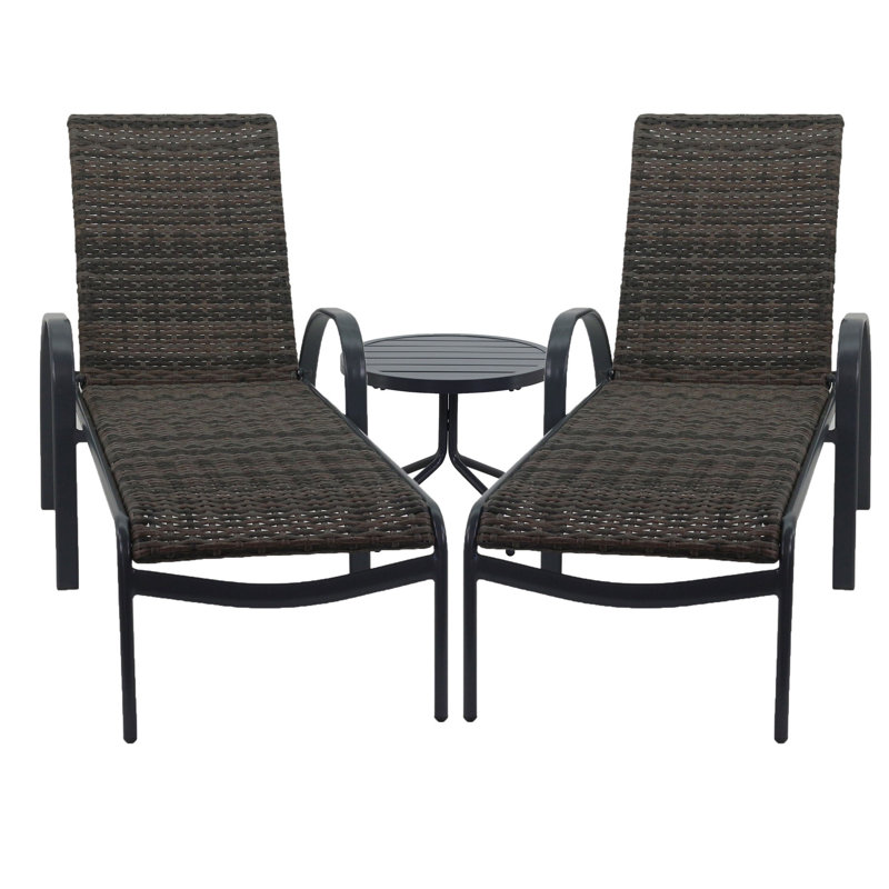 Chaise longue simple 81,69 po, Brun, Gris foncé