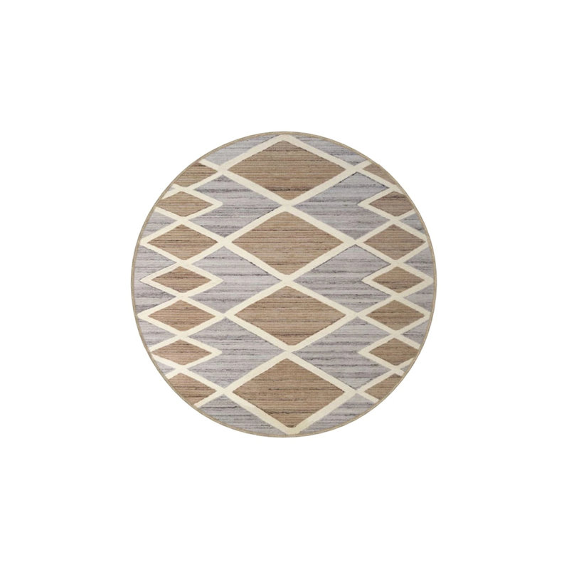 Decorative Washable Carpet In Yellow Tones With Geometric Patterns, Rectangle 4' x 5'11"