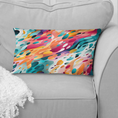 Pink And Blue Vibrant Abstract Wilderness I - Printed Pillow