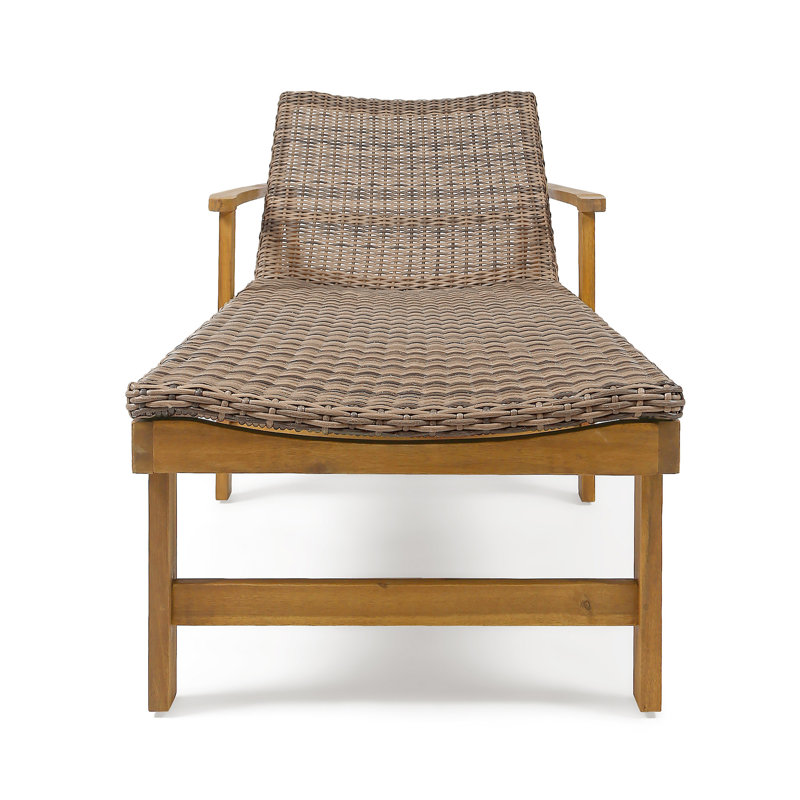 Hampton Wood + Wicker Chaise Lounge, Natural