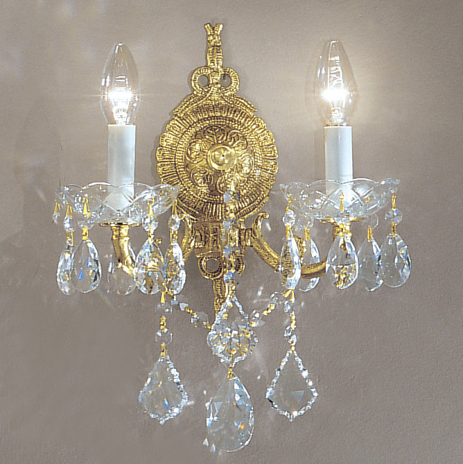 Madrid Imperial Candle Wall Light, Olde World Bronze, Crystalique Golden Teak