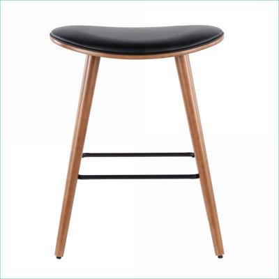 Ensemble de 2 chaises de salle à manger à hauteur de comptoir de style moderne Mid-Century de 26 po avec tabourets selles en noyer brun et noir pour adultes