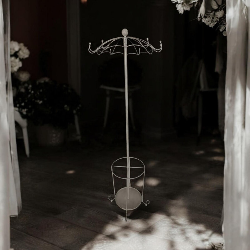 Connellsville Metal Freestanding 14 - Hook Coat Rack, Cream