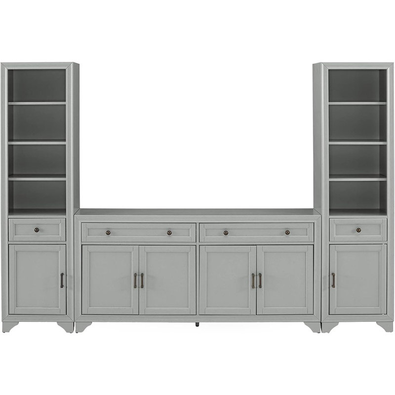 Ensemble d'armoire-buffet avec bibliothèque Modern Farmhouse - blanc vieilli