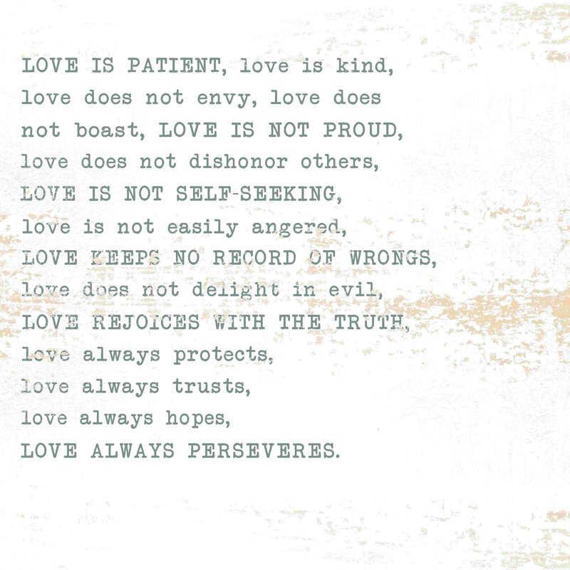 «Love Is Distress», art textuel sur toile tendue, H 20 po x l 20 po