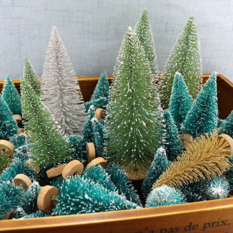Artificial Mini Christmas Trees, 24pcs Mini Pine Tree for Miniature Scenes Designing Christmas Table Top and Xmas Holiday Party Decor The Holiday Aisl