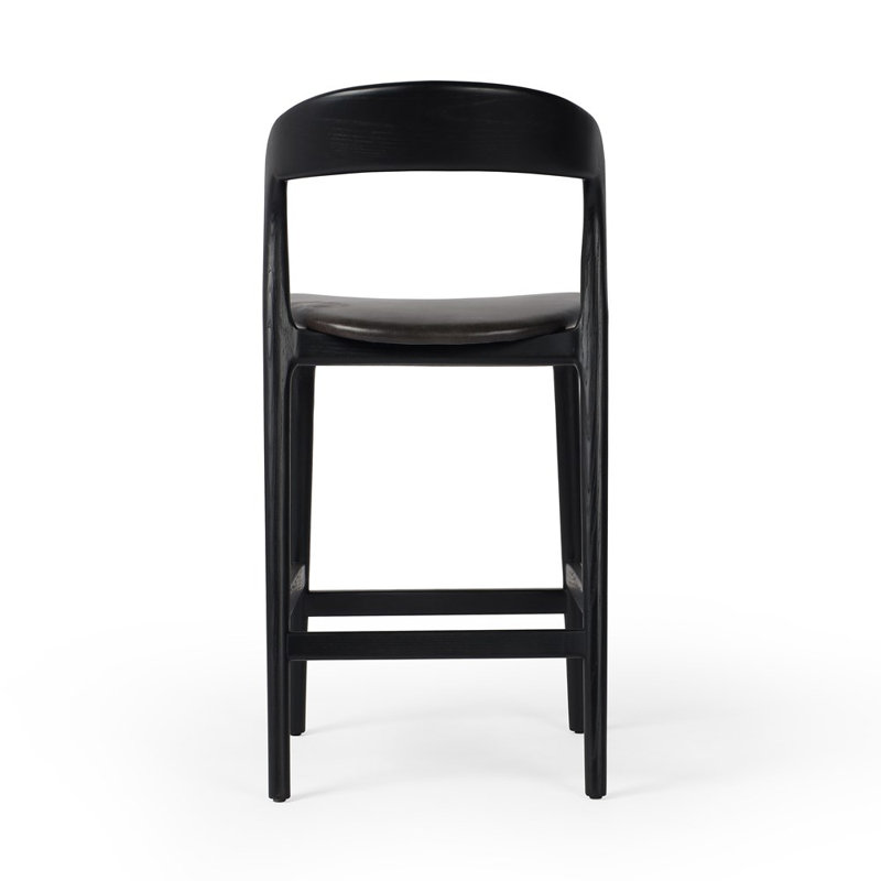 Amare Stool, Counter Stool (26.5" Seat Height), Sonoma Black Genuine Leather/Black