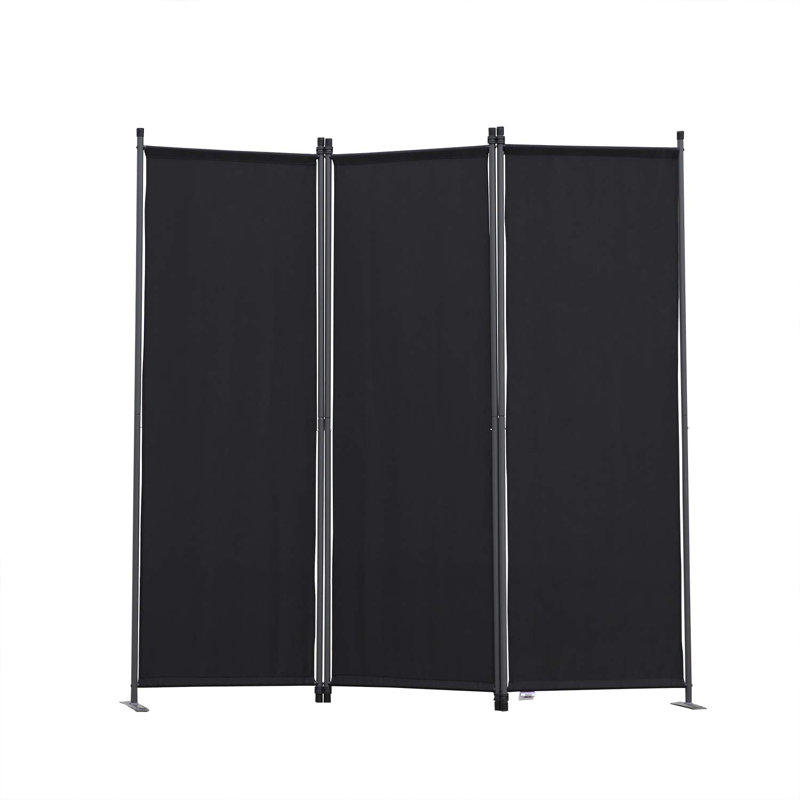 Rillito Folding Room Divider, Black, 165cm H x 169cm W x 22cm D, 3
