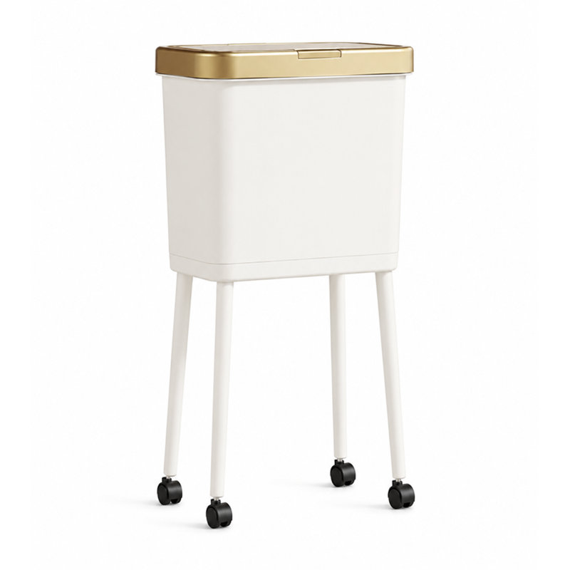 Poubelle à roulettes 4 gallons avec couvercle, poubelle compacte avec roues verrouillables pour la cuisine