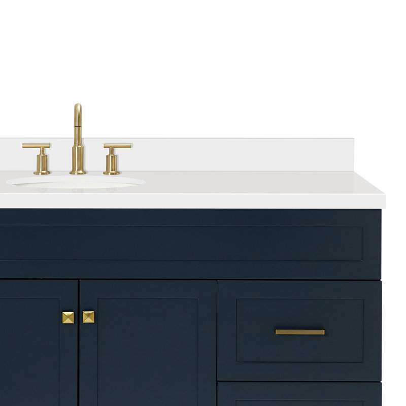 Abell 67'' Single Bathroom Vanity with White Quartz Top, Blue