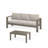 2 Pieces Outdoor Patio Set, All-Weather 75” 3-Seat Metal Patio Sofa Couch With Thick Beige Cushions, Khaki Frame And 43” Coffee Table-2029283593