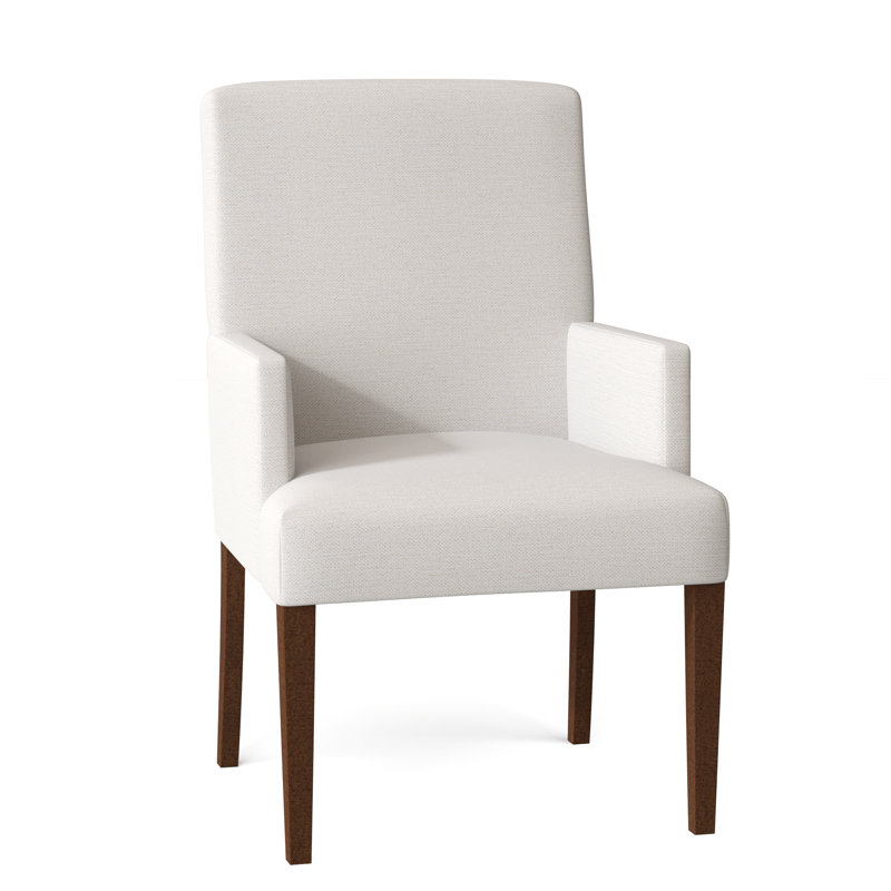 Deni 21'' H Upholstered Armchair, Snow Ivory Performance, Dark Walnut
