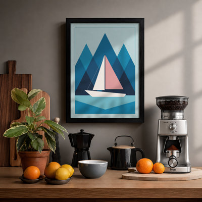 Sailboat at Dusk Coastal - Framed Print
