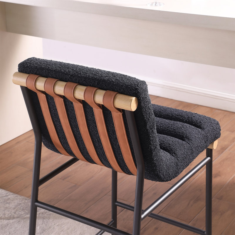 Chaise à hauteur de comptoir avec revêtement, Noir