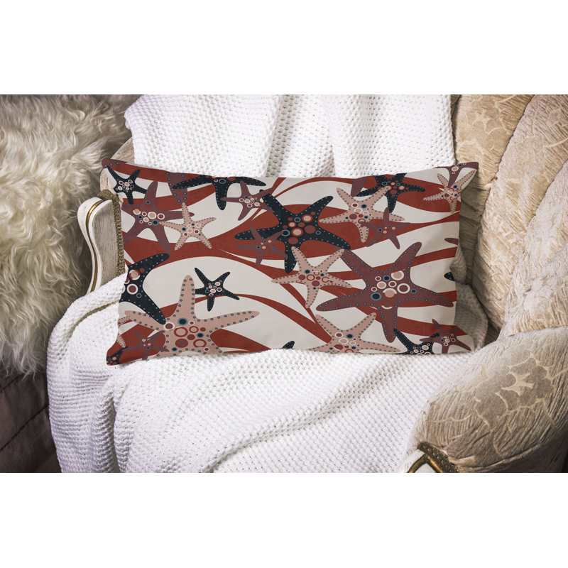 Coussin Starfish Sway, Rouge / argenté