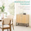 Armoire de rangement en rotin 2 portes, buffet multifonctionnel - Naturel